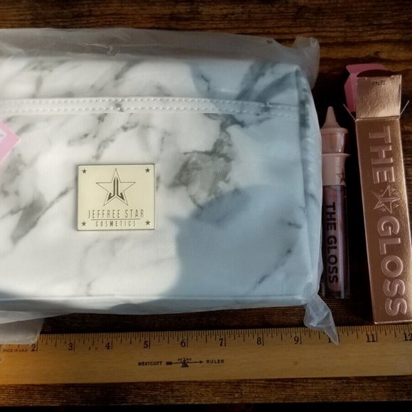 Jeffree Star Other - New Jeffree Star Small Cremated Marble Makeup bag & Mouthful Lip Gloss